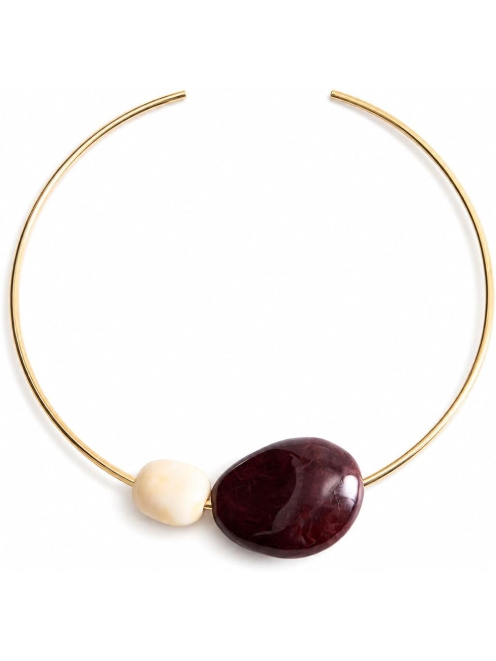 NEW Gold Choker with Deep Burgundy and Cream Beads B03-16